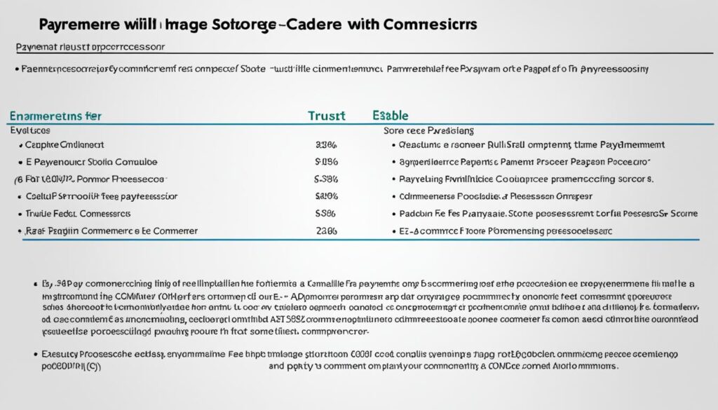 reliable payment processors table